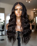 Beach Wave Transparent Closure Wig